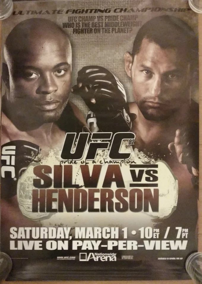 UFC 82:  Pride of a Champion, PPV Promo Poster, Silva, Henderson, Near Mint Cond - Image 1 of 1