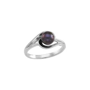 Anillo solitario de perlas en oro blanco de 14K - Imagen 1 de 1
