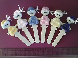 Puppets Doll Bookmark SOOOO Cute Unique & VERY GIRLY Hand knitted dresses & hats - Picture 1 of 7