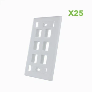 25 X 6-Port Keystone Jack RJ45 CAT Network Faceplate Wall Plate- White w/Windows - Picture 1 of 3