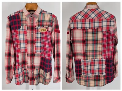 Vintage Diesel 1978 Patchwork Plaid Flannel Shirt Mens S Western Pearl Snap... - Image 1 of 4