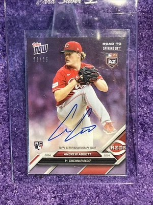 2024 Topps Now Road to Opening Day ANDREW ABBOTT Purple Autograph AUTO RC 21/25 - Image 1 of 3