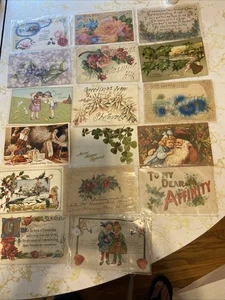 Antikes Lot von 30 Ansichtskarten Feiertage, Kinder, Blumen um 1900 - Bild 1 von 9