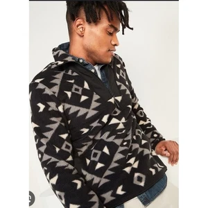 Felpa finto collo mezza zip Old Navy accogliente sherpa azteco modello sud-ovest taglia L - Foto 1 di 8