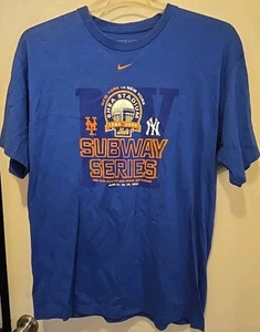 NY METS VS NY YANKEES - 2008 SUBWAY SERIES -  SHEA STADIUM T-SHIRT SIZE L - Picture 1 of 3