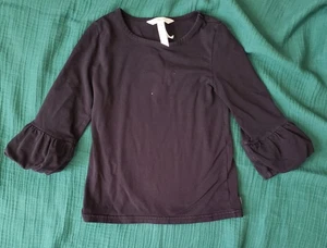 Matilda Jane Girls Black Puffer Sleeve Top - Size 6 - Picture 1 of 6