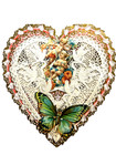 Antique Valentine Card  lot of 7 –paper lace  Embossed die cut Heart, c.1900
