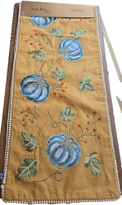 New Table Runner  Autumn  Pumpkins Embroidered 16 X72 in. Gold Fall Thanksgiving - Picture 1 of 10