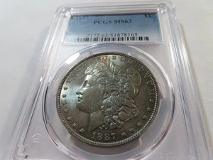 Z15 USA 1887 Morgan Silver Dollar PCGS MS-63 Nice Blue Toning - Picture 1 of 2
