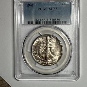 1941 Half Dollar Walking Liberty Münze PCGS AU58 50c 6611,58/51830880 �� - Bild 1 von 4