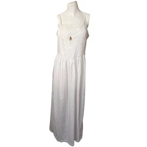 VTG Edwardian Style White Cotton Pinehurst Lingerie Chemise Slip Dress Crochet - Picture 1 of 8