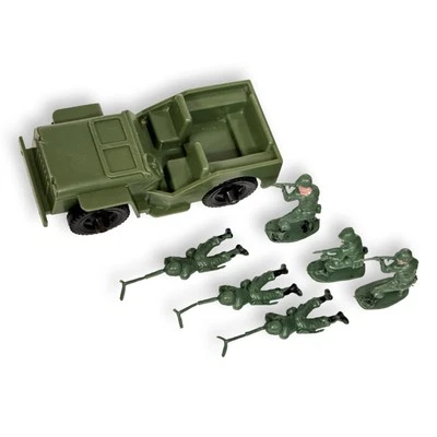 Vintage TIM-MEE Army Jeep 1960s USA w/ 6 Hong Kong Soldiers Painted Faces VGUC - Image 1 of 4