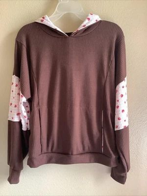 Kids Size 8 Pullover Lightweight Sweater With Hoodie and Colorblock Sleeves - Image 1 of 4