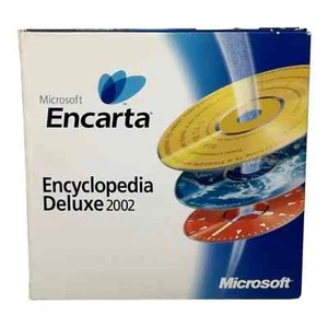 Microsoft Encarta Encyclopedia Deluxe 2002 3 CDs Windows 98/2000/Me/XP Pre-owned - Picture 1 of 5