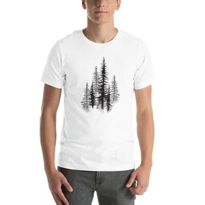 Mens T Shirt Tree TShirt  Forest Illustration Forest TShirt - Picture 1 of 4