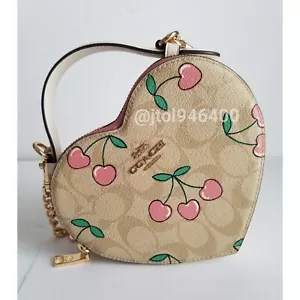Coach Heart Crossbody Signature Canvas Heart Cherry Print Limited Edition - Picture 1 of 11