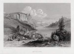 STADT WEHLEN Gesamtansicht. Stahlstich, Ruargue um 1860 - Bild 1 von 1