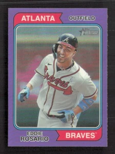 2023 Topps Heritage High Number Baseball Eddie Rosario #506 Chrome Purple - Picture 1 of 2