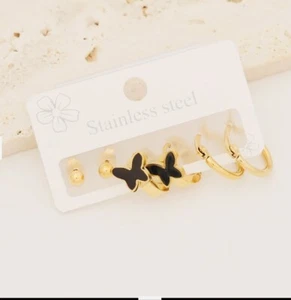 1 set of 18k gold plated stainless steel earring - Picture 1 of 8