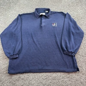 VINTAGE 90s UMEN Studio Shirt Mens Extra Large Blue Long Sleeve Polo * - Picture 1 of 12