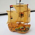 Vintage Wooden Sailing Ship Boat Travel Souvenir 3 Mast in the Form Dutch Shoe