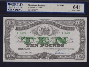 Northern Ireland:P-128c,10 Pounds,1965 * Belfast Banking * WBG Ch. UNC 64 TOP * - Picture 1 of 2