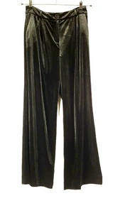 Laundry by Shelli Segal Sz S Velvet Wide Leg Pants Women Flat Front Zip Stretch - Picture 1 of 7