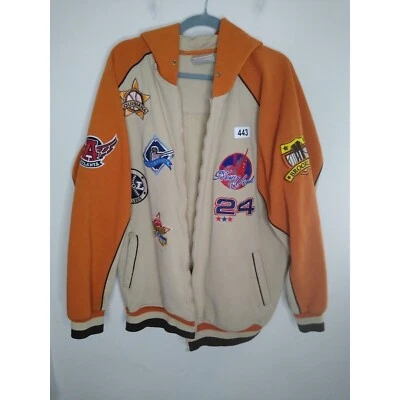 Abrigo de béisbol clásico azul crudo para hombre naranja y tostado con parches de variedad talla 2X Foto 1 de 4