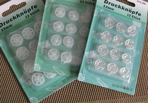 12 Druckknöpfe + 10/13/15 mm Durchmesser + transparent/milchig ++A++ - Bild 1 von 7