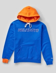 Felpa con cappuccio Full Send Nelk ragazzo bicolore blu e arancione indossata 1 volta logo rara da trovare - Foto 1 di 17