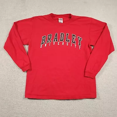 Vintage Bradley University Braves Red T Shirt Men’s Medium Long Sleeve - Image 1 of 4