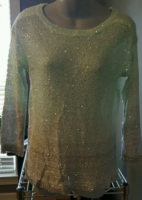 Sweater Women Top Mint Green Gray Silver Sparkly Jaclyn Smith S/Small L/Large XL - Image 1 of 4