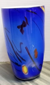Vintage. EASTERN GLASS Kobaltblau mit schwarzen Squiggles & verschiedenen Farben eingeblasen - Bild 1 von 8
