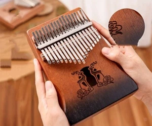 17 Keys Wooden Carved Kalimba Thumb Piano Portable Travel Gift for Beginners - Picture 1 of 14