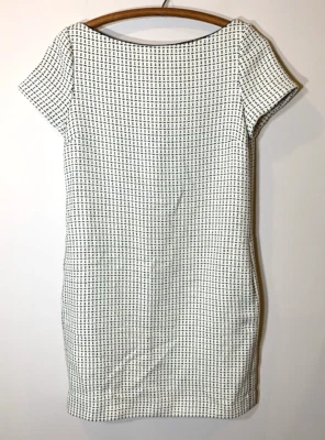 Massimo Dutti Dress Womens 6 Thick Knit Sheath Ivory Black Short Sleeve NEW - Image 1 of 4