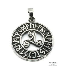SilverNess Jewellery Viking Triskelion Rune Pendant: 925 Sterling Silver - Picture 1 of 6
