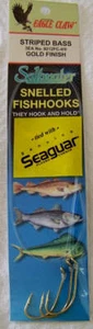 Striped Bass Baitholder Snelled Seaguar Fluoro hooks Gold 9212FC 3/pk - Foto 1 di 3