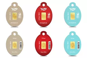3 er Set Nzp Goldbars Oval Blister - Mini Gold Bullion 0.05 Gram 995 24 Carat - Bild 1 von 10