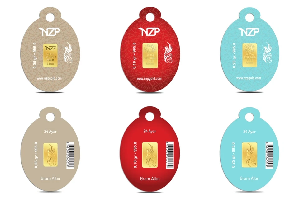 3 er Set Nzp Gold Oval Blister - 3 x Mini Goldbarren 0.40 Gramm (995 24 karat) - Bild 1 von 4