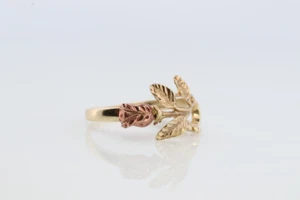 10k FLOWER ROSE Multi-Tone Gold Statement Ring. size 7 - Picture 1 of 6