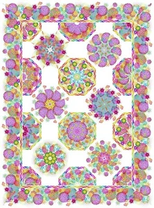 Kühn hell ungewöhnlich Garten Blumen Kaleidoskop Doppel Quilt Kit 64X86! ITB Yenter - Bild 1 von 2