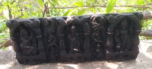 Krishna Widder Vishnu antike Holztafel Wandskulptur Mangoholz Handarbeit A2 - Bild 1 von 11