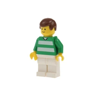 1x LEGO Mini Figurine Soccer Football Players Green White Nr.10 Hair Braun 3409 - Picture 1 of 2