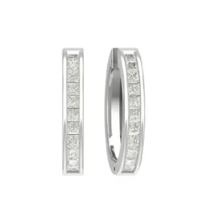 10k White Gold 1.33Ct Lab Grown Diamond Hoop Earrings Gift For Women - Picture 1 of 5