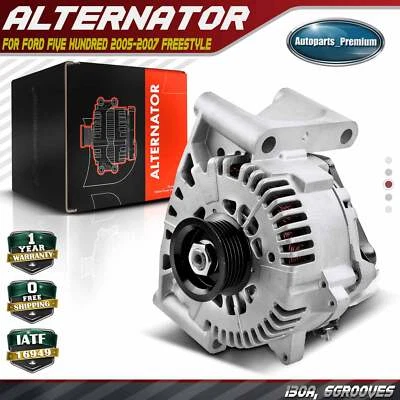 Alternador para Ford Five Hundred Freestyle 130 Amp 12 Voltios CW 6 Ranuras Polea Foto 1 de 4