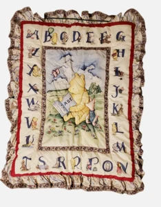 4 piece vtg Disney Winnie The Pooh ABCs Baby Crib Blanket Quilt 3ftx4ft Nursery - Picture 1 of 8