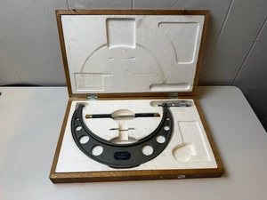 Mitutoyo No. 103-224A 9-10" Outside Micrometer, 0.0001" Resolution & Wood Case - Picture 1 of 7