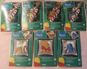 7 Winnie The Pooh Cross Stitch Kits Tigger Eeyore piglet Candy Cane Ornament - Picture 1 of 12