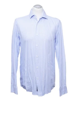 HUGO BOSS Camicia a Maniche Lunghe KW40 M Celeste Quadri Colletto Squalo Äl : - Immagine 1 di 4