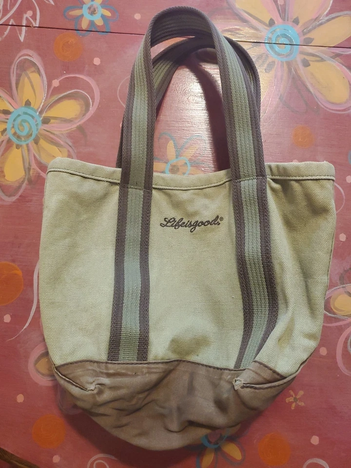Bolso de Mano Vintage Life Is Good de Lona Tostada (D116) Foto 1 de 3